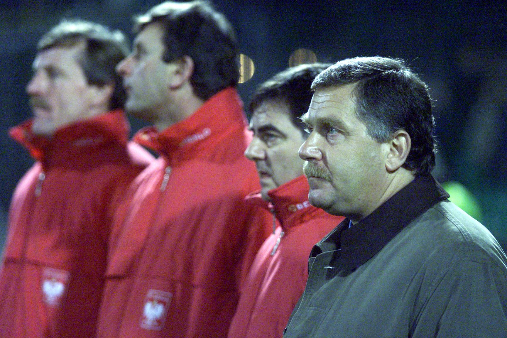 PILKA NOZNA POLSKA-ISLANDIA-MECZ TOWARZYSKI STADION LEGII 15/11/2000 JERZY ENGEL, EDWARD KLEINDINST, WLADYSLAW ZMUDA, JOZEF MLYNARCZYK FOT. PIOTR NOWAK  — Newspix.pl *** Local Caption *** www.newspix.pl  mail us: info@newspix.pl call us: 0048 022 23 22 222 — Polish Picture Agency by Axel Springer Poland