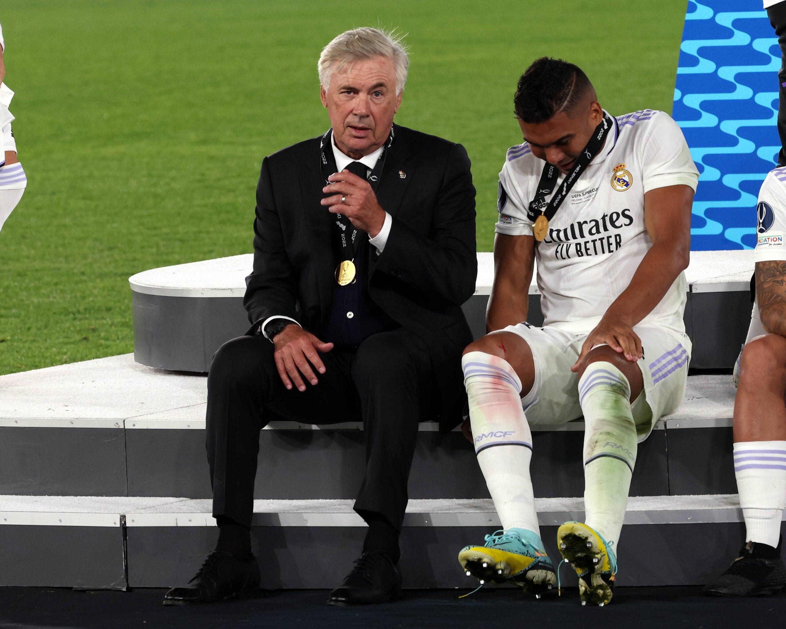 Casemiro i Carlo Ancelotti po wygraniu LM