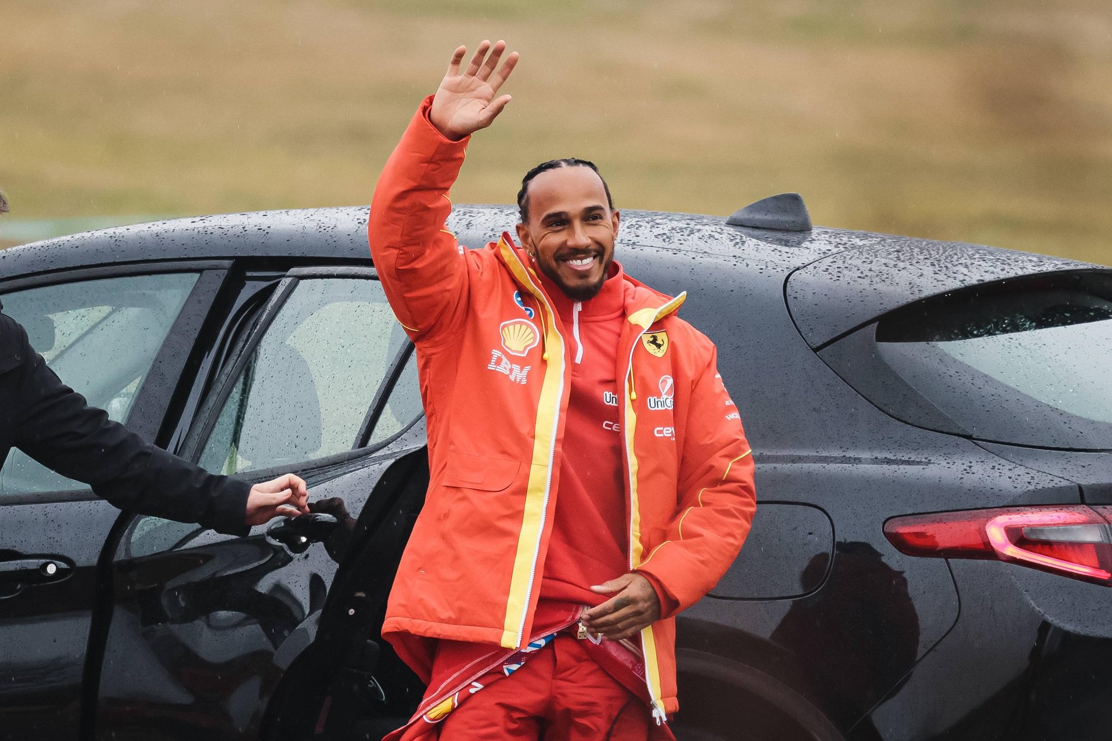 Maranello. Lewis Hamilton drives on track during the first day of testing as a Scuderia Ferrari F1 driver at the Fiorano Circuit